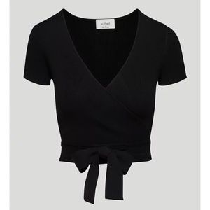 Aritzia Wilfred All Tied Up Black Sweater Top | Women's Short-Sleeve Siz…